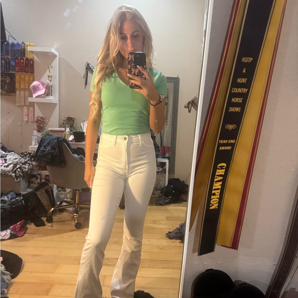 Fashion Nova White Flare Wide Leg Jeans